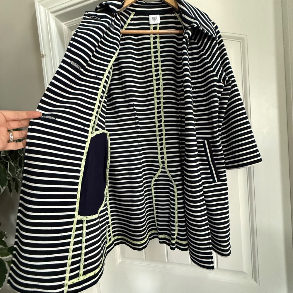 CAbi Striped Double Breasted Trench Jacket Navy White Size S Style 5151 - Picture 6 of 15